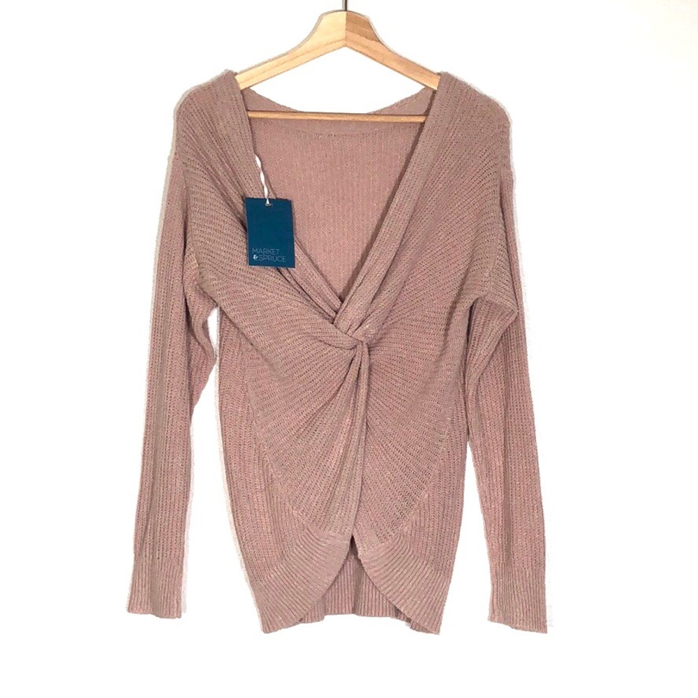 Market & Spruce Fallan Twist Back V-Neck Sweater